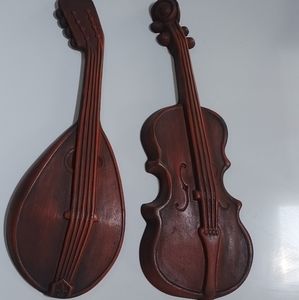 Vintage Mid-century Royal Metal Violin And Lute Set